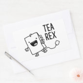 Tea Rex Tea Bag Funny Pun Cartoon Rechthoekige Sticker (Envelop)
