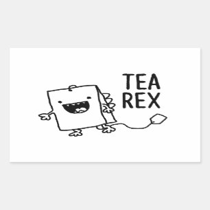 Tea Rex Tea Bag Funny Pun Cartoon Rechthoekige Sticker