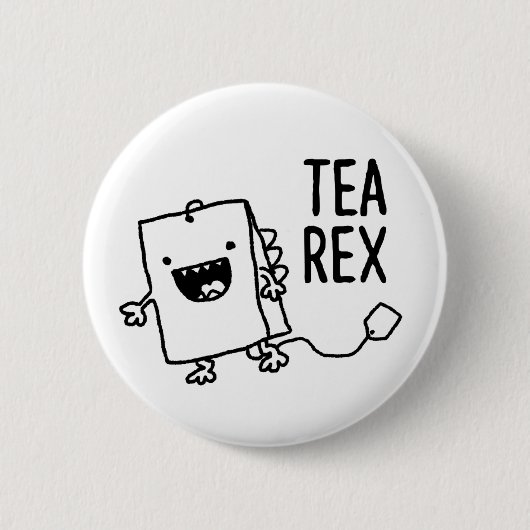 Tea Rex Tea Bag Funny Pun Cartoon Ronde Button 5,7 Cm (Voorkant)