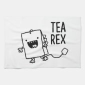 Tea Rex Tea Bag Funny Pun Cartoon Theedoek (Horizontaal)