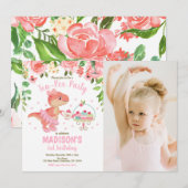 Tea-Rex Tutu Party Dinosaur 3rd Birthday Photo Kaart (Voorkant / Achterkant)