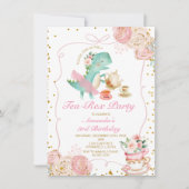 Tea-Rex Tutu Party Dinosaurus Meisje Roze 3e verja Kaart (Voorkant)