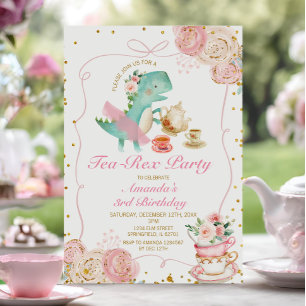Tea-Rex Tutu Party Dinosaurus Meisje Roze 3e verja Kaart