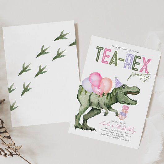 Tea-Rex verjaardagsfeestje uitnodiging