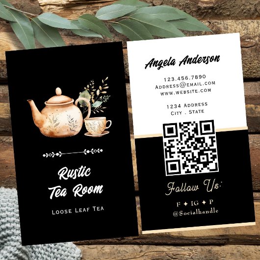 Tea Room QR Code and Website Visitekaartje