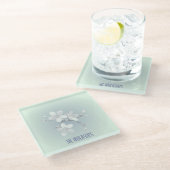 Tea Room Sign Elegant Hand Drawn Flowered Teacups Glazen Onderzetter (Schuin)