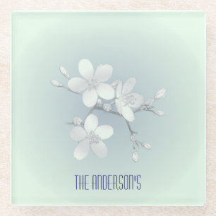 Tea Room Sign Elegant Hand Drawn Flowered Teacups Glazen Onderzetter