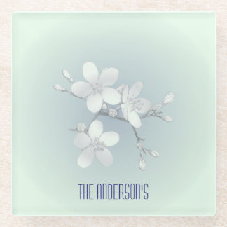 Tea Room Sign Elegant Hand Drawn Flowered Teacups Glazen Onderzetter