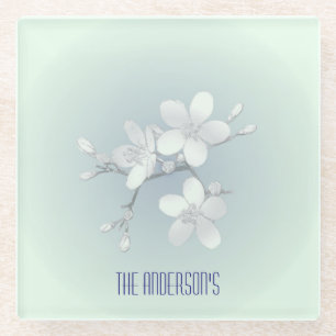 Tea Room Sign Elegant Hand Drawn Flowered Teacups Glazen Onderzetter