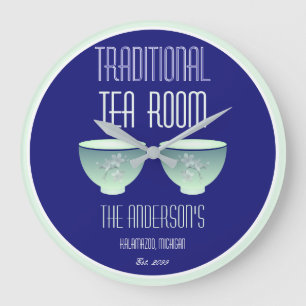 Tea Room Sign Elegant Hand Drawn Flowered Teacups Grote Klok