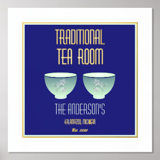 Tea Room Sign. met Folie Text Accents Afdrukken
