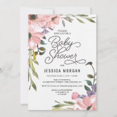 Tea Roos Baby shower Invitation Baby shower Kaart (Voorkant)