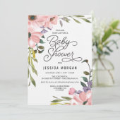 Tea Roos Baby shower Invitation Baby shower Kaart (Staand voorkant)
