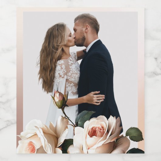 Tea Roos bruiloft Wijn Etiket (Enkel label)