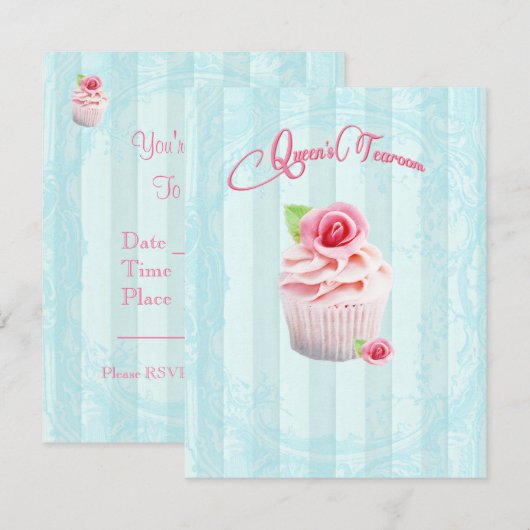 Tea Roos Cupcakes Kaart (Voorkant / Achterkant)