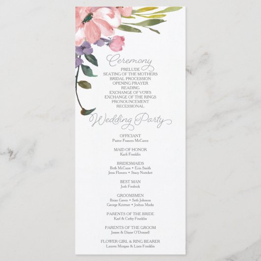 Tea Roos huwelijksprogramma Programmakaart (Achterkant)