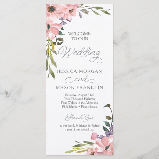 Tea Roos huwelijksprogramma Programmakaart (Voorkant)