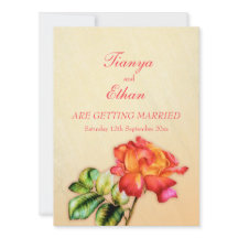 Tea roos oranje uitnodiging voor het huwelijk