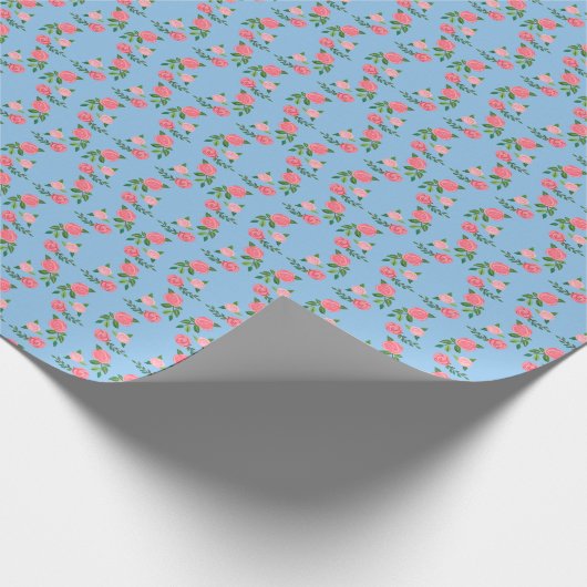 Tea Roses Pattern Cute Floral Feminine Sweet  Cadeaupapier (Hoek)