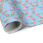 Tea Roses Pattern Cute Floral Feminine Sweet  Cadeaupapier (Rol Hoek)