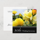 Tea Rozen 50th Wedding Jubileum Uitnodiging (Voorkant / Achterkant)