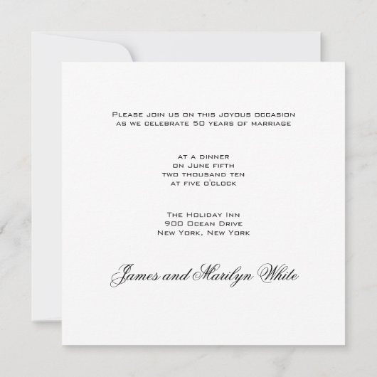 Tea Rozen 50th Wedding Jubileum Uitnodiging (Achterkant)