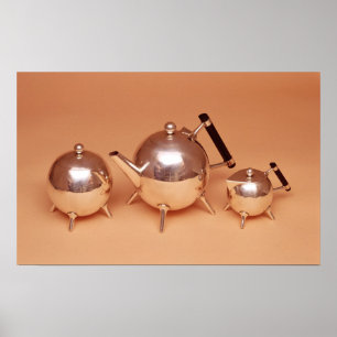 Tea-service met gelteninterieurs poster