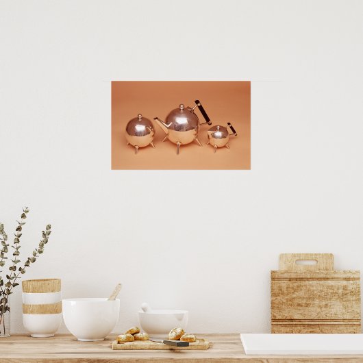 Tea-service met gelteninterieurs poster (Keuken)