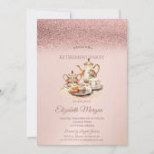 Tea Service Rose Gold Glitter Retirement  Kaart (Voorkant)