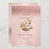 Tea Service Rose Gold Glitter Retirement  Kaart (Voorkant / Achterkant)