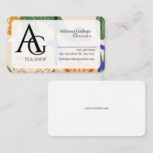 Tea Shop Visitekaartje (bewerkbaar) (Voorkant / Achterkant)