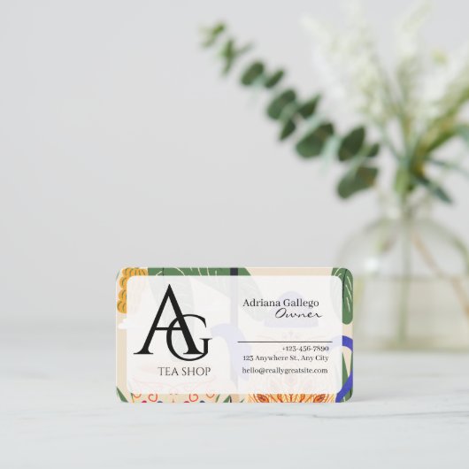 Tea Shop Visitekaartje (bewerkbaar) (Staand voorkant)