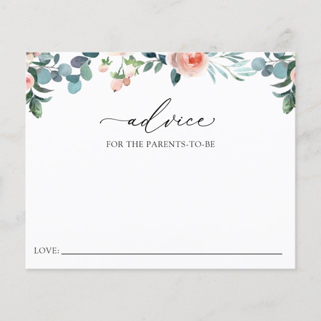 Tea Shower Advice Card voor de ouders-te-zijn (Voorkant)