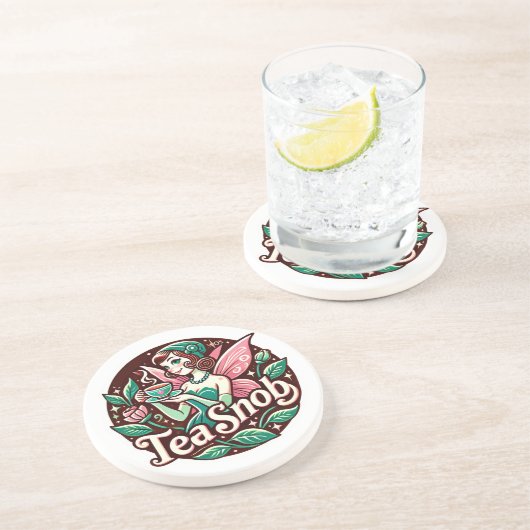 Tea Snob Fairy Zandsteen Onderzetter (Zijkant)