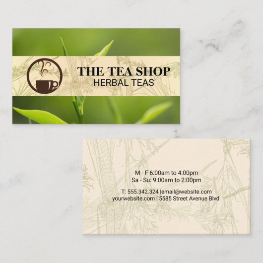 Tea Steaming Logo | theebladeren Visitekaartje (Voorkant / Achterkant)