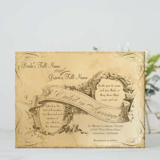 Tea Sved Vintage Wedding 1 - Uitnodiging (Staand voorkant)