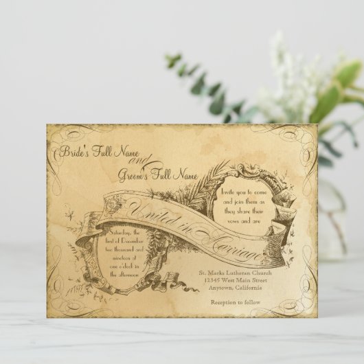 Tea Sved Vintage Wedding 1 - Uitnodiging (Staand voorkant)