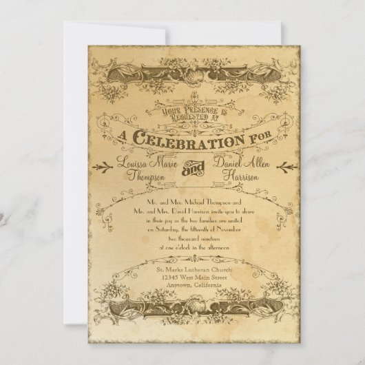 Tea Sved Vintage Wedding 2 - Uitnodiging (Voorkant)