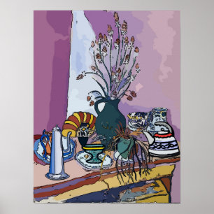 Tea Table en Flowers Poster