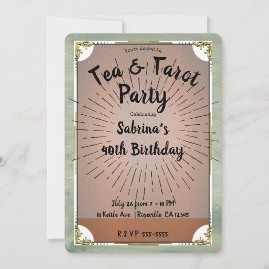  Tea & Tarot Witchy Kettle Birthday Party Kaart (Achterkant)