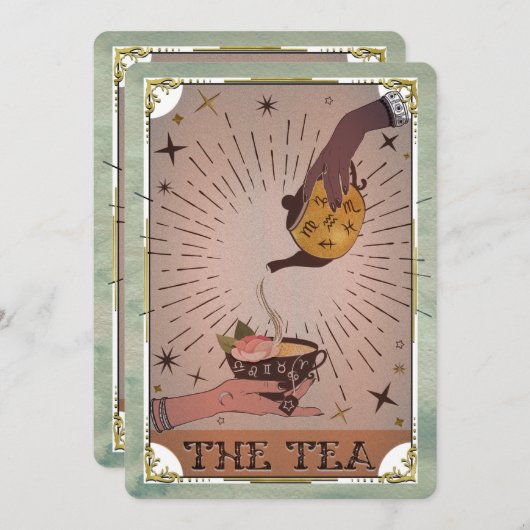  Tea Tarot Witchy Kettle Halloween Party in Kaart (Voorkant / Achterkant)