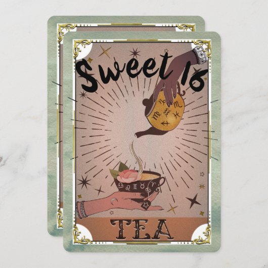  Tea Tarot Witchy Kettle Sweet 16 Party Kaart (Voorkant / Achterkant)