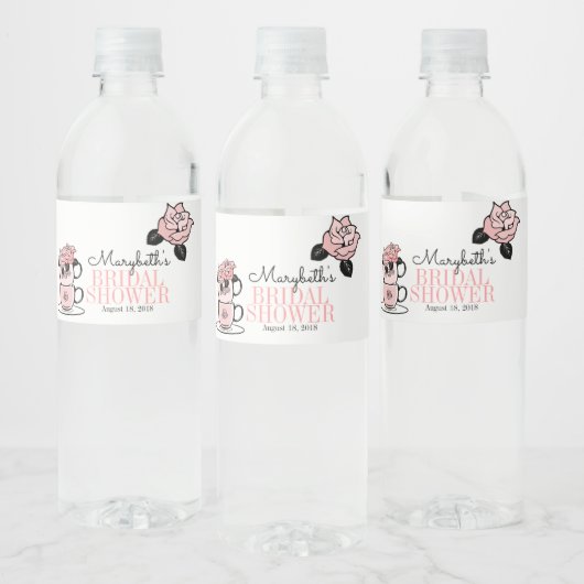 Tea Teacup Flower Vrijgezellenfeest Water Fles Lab Waterfles Etiket (Flessen)