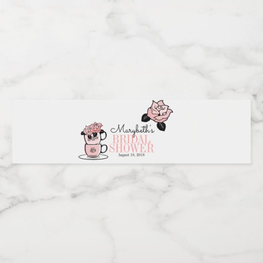 Tea Teacup Flower Vrijgezellenfeest Water Fles Lab Waterfles Etiket (Enkel label)