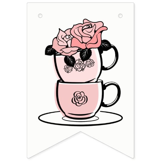 Tea Teacup & Flowers Baby shower Banner (Eerste vlag)