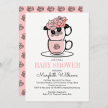 Tea Teacup & Flowers Baby shower Invitation Card