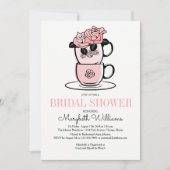 Tea Teacup Flowers Bridal Shower Invitation Kaart (Voorkant)
