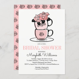 Tea Teacup Flowers Bridal Shower Invitation Kaart