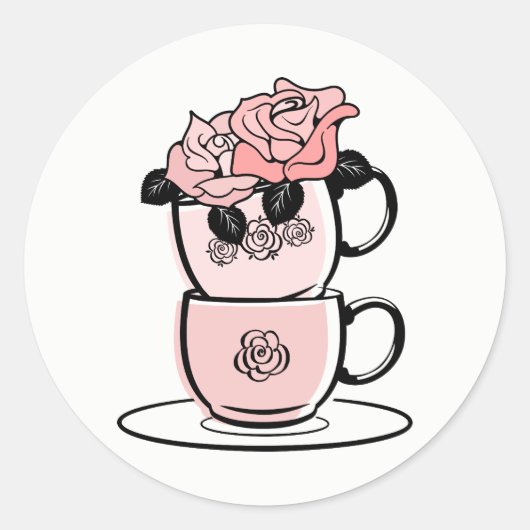 Tea Teacup Vrijgezellenfeest Favor Sticker (Voorkant)