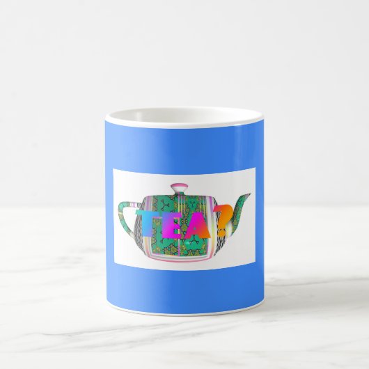 TEA? TEAPOT OP BLAUW KOFFIEMOK (Center)